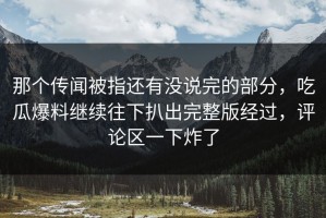 那个传闻被指还有没说完的部分，吃瓜爆料继续往下扒出完整版经过，评论区一下炸了