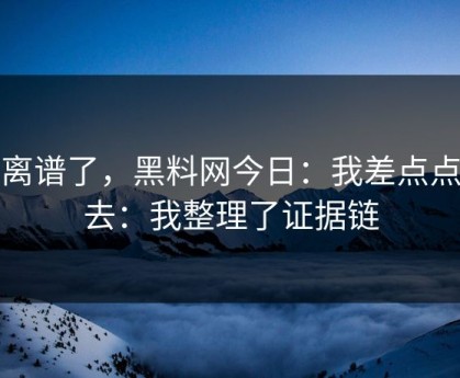 太离谱了，黑料网今日：我差点点进去：我整理了证据链