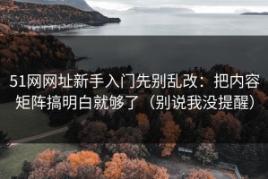51网网址新手入门先别乱改：把内容矩阵搞明白就够了（别说我没提醒）