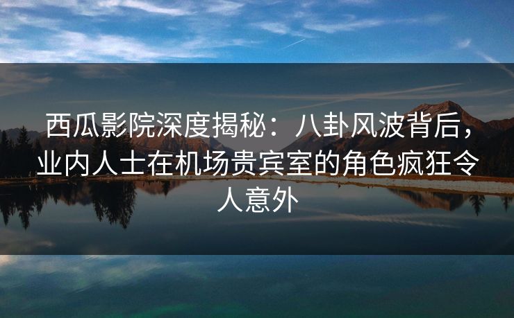西瓜影院深度揭秘：八卦风波背后，业内人士在机场贵宾室的角色疯狂令人意外