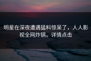 明星在深夜遭遇猛料惊呆了，人人影视全网炸锅，详情点击