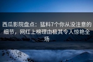 西瓜影院盘点：猛料7个你从没注意的细节，网红上榜理由极其令人惊艳全场