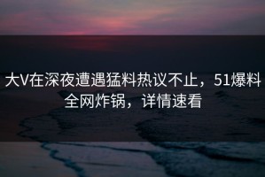 大V在深夜遭遇猛料热议不止，51爆料全网炸锅，详情速看