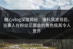 糖心vlog深度揭秘：爆料风波背后，当事人在粉丝见面会的角色极其令人意外