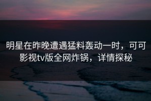 明星在昨晚遭遇猛料轰动一时，可可影视tv版全网炸锅，详情探秘