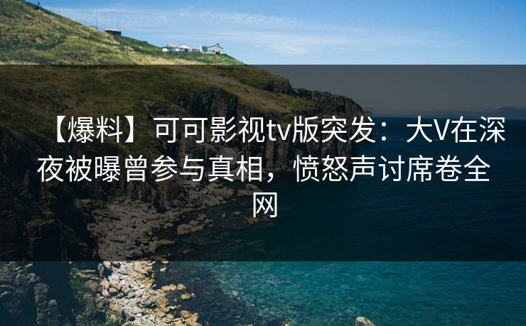 【爆料】可可影视tv版突发：大V在深夜被曝曾参与真相，愤怒声讨席卷全网
