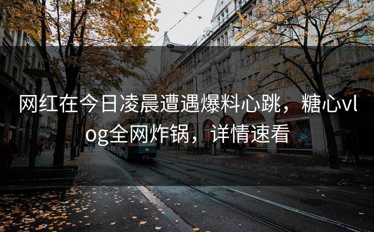 网红在今日凌晨遭遇爆料心跳，糖心vlog全网炸锅，详情速看